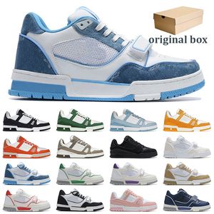 Designer Shoes With Original Box White Black Sky Blue Green Yellow Denim White Orange Purple Mens Luxury Sneakers Trainer