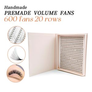 Fałszywe rzęsy 600 fanów Premade tom fan mega taca 20 rzędów matowe Ultra Dark Pointy Base Promade Fan Fan Endensions Makeup Tools 230814