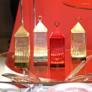 Masa lambaları Kartell Kristal Lamba İtalyan Tasarım Pil Fener Şarj Edilebilir Restoran Atmosfer Dekoratif Gece Işıkları