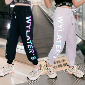 Hose Summer Girls Hosen reflektierende Jogger Harem Track Thin Dünne Jogginghosen Buchstabe gedruckte Modekleidung 230812