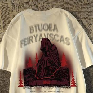 Camisetas masculinas camisetas de rua européia e americana Camisa gráfica gótica verão solto y2k homens mulheres retrô hip hop harajuku top de manga curta