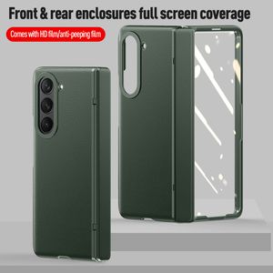 Pokrywa skorupy dla Samsung Galaxy Z Fold 5 Case PU Skórzane stojaki Zawias Protect