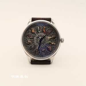 腕時計の手作りのオリジナルゾディアックテーマは本物の機械的なメンズウォッチレトロ彫刻のトレンド防水ステンレス鋼です