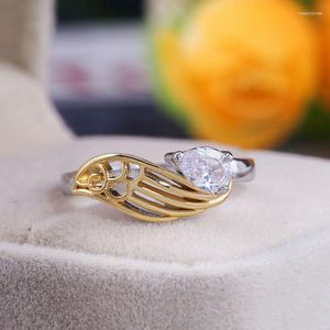 Обручальные кольца для женщин с кольцом пальца размером 6-10 серебряных украшений с двумя тональными вечеринками подарок на вечеринку