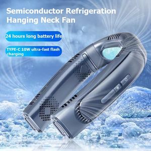 Other Home Garden Portable Refrigeration Cooling Fan Summer Hanging Neck Fan 6000mah USB Rechargeable 360° Surround Wind Mute Bladeless Fan 230812