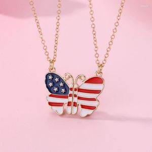 Anhänger Halsketten Amerikanische Flagge Schmetterling Halskette Kinder gute Freunde Spleißlegierung Legierung Ölschichtung für Frauen Herren