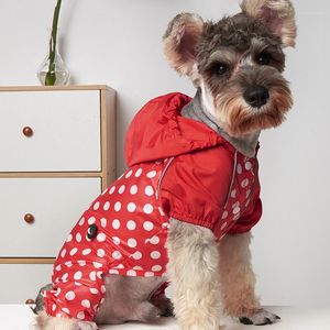 Dog Apparel Raincoat For Dogs Polka Dots 3 Color Drawstring Hood Light Weight Puppy Teddy Clothes Pets