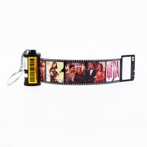 Anpassad 5 Foto Personlig nyckelring Bildalbum Färgglada kamerafilm Sublimation Roll Keychain Multihoto Key Rings Vintage Retro Unik presentfödelse