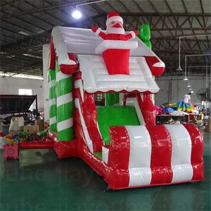 Kommersiella barn trampoliner uppblåsbar julunderhållning hoppande vattenrutschid studsa jultomten hus chateaux spränga vatten glid med pool vid fartyg till dörr