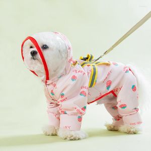 Hundkläder frukt tryck regnrock söt mode husdjur vattentäta kläder små hundar fyra meter kläder för Yorkshire hela säsongen