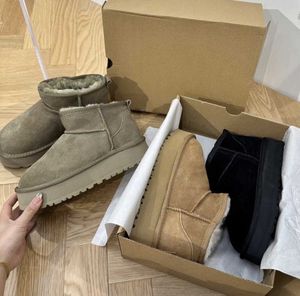 Platforma BOOT UGGIT Ultra Mini Designer Womink Winter Kids Australia Snow Boots grube dolne skórzane ciepłe puszyste botki Nowe 2023 Rozmiar 35-44