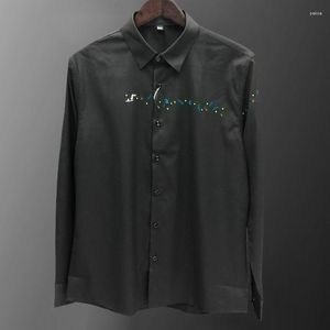 Herren lässige Hemden Blumen Muster Stickhemd Shirt Herren Streetwear Italien Soziale Raucher Männer Kleidung schlank Herfst Long Mouwen