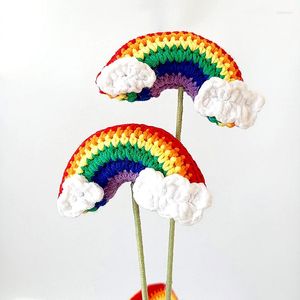 Dekoratif Çiçekler 1 PC DIY Tığ Dekorasyon Bitmiş Yün Örgü Hediye El Örgü Simülasyonu El yapımı moda sevimli