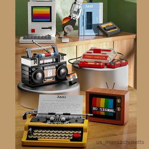 Blocks clássicos idéias criativas Typewriter Computer Blocks Blocks Game Machine Model Toys for Kids Gift R230814