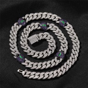 ECED Out Chain 9mm Cuban Chain Love Eingelegtes Zirkon Full Diamond Halskette Hip Hop Persönlichkeit Schmuck