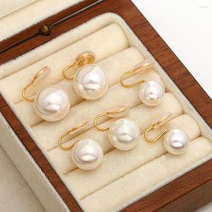 Backs Earrings AENSOA 10/12/14mm Pearl Ear Clip On Korean Elegant Cuff No Piercing Earings For Women Wedding Party Jewelry 2023