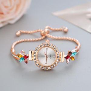 Wristwatches 2023 Fashion Women's Bracelet Watch Diamond Crystal Windmill Five Point Star Quartz Stainless Steel