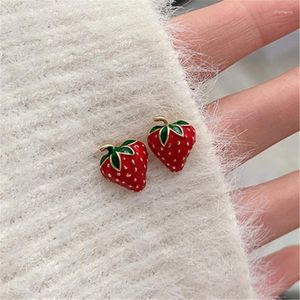 Studörhängen Xialuoke Korea Fashion Metal Red Strawberry For Woman Söt Romantisk delikat Små örhängen Party SMYCKEL