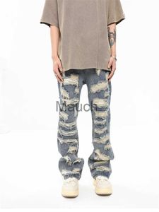 Мужские джинсы корейские модные повседневные джинсы хип -хоп рваный мужской бренд Y2K American Hip Hop Tide Sti Clo Niche Design Sense Druction Jean J230814