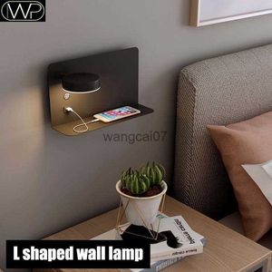 Wall Lamps LED Wall Lights With Switch And USB Interface Fashion White Black Lamp Fixture Corridor Aisle Lighting Art Luminaire Wandlamp HKD230814