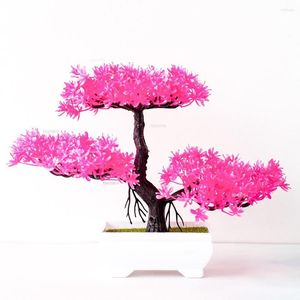 Flores decorativas Plantas artificiais BONSAI MEMULAÇÃO Árvore de simulação Fake Flower Office Decor Ornament Pot for Home Garden Decoration