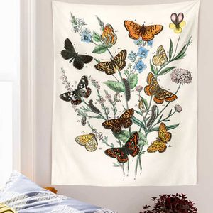 Tapisserier Tapestry Wildflower Wall Hanging Floral Illustration Identifiering Diagram Väggkonstdekor Hem