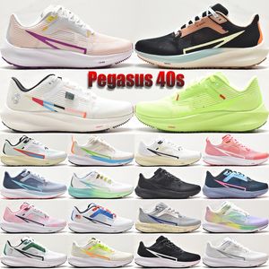 Pegasus 40 Men Women Running Shoes 40s Designer Black Hyper Pink Acid Wash White Coconut Milk Guava Ice Vivid Purple USA Outdoor Sneakers Size 36-45