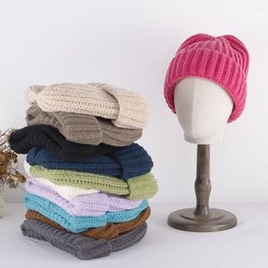 Berets 2023 Japanese Hat Gray Big Caps Candy Colored Wool Knitted Skiing Cap Korean Y2k Warm Thick Thread