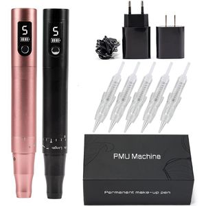 Tatueringsmaskin Trådlös PMU Pen Kit Professional MicroShading Supplies Device för permanent smink Skuggningsläppar Eyebrow 230814