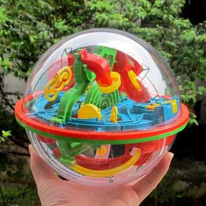100ステップスモールビッグサイズ3Dラビリンスマジックローリンググローブボール大理石パズルキューブブレインティーザーゲーム球迷路減圧おもちゃ