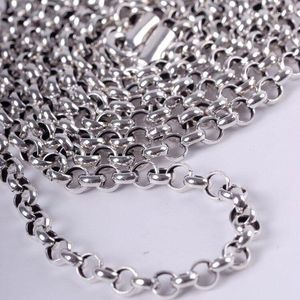 Catene solide 925 argento sterling da 3,5 mm collana a catena di collegamenti rolo 15,7 