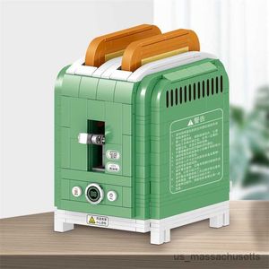 Block 456 st muggbrödstillverkare Modell Byggnadsblock Creative Toaster Food Machine 3D Model Mini Blocks Toy Toys for Children R230814