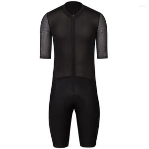 Yarış Setleri Bisiklet Skinsuit Yaz Döngüsü Bodysuit MTB Silikonda 9D Jel Pad ile Bütün Siyah Bikespeedsuit