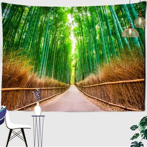 Tapestries Customizable Hippie Room Dormitory Art Decoration Green Bamboo Forest Tapestry Natural Scenery Landscape Wall Hanging