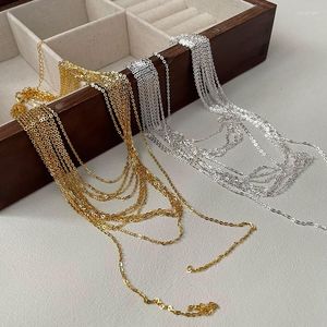 Ketten S925 Sterling Silber Korean Quaste Glitter Persönlichkeit Mehrschicht Halskette Modeblogger Style Collarbone Kette Großhandel Großhandel