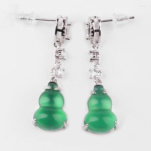 Dingle örhängen 925 silver naturlig grön smaragd hulu örat naglar bästa kvalitet