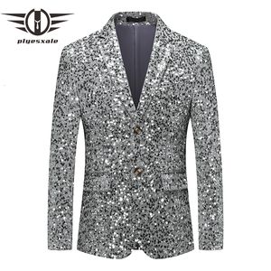 Männer Anzüge Blazer Plyesxale Gold Silber Pailletten für Männer Slim Fit Herrenanzug Jacke Party Abschlussball Stage Kostüm Nachtclub Terno Q1522 230814