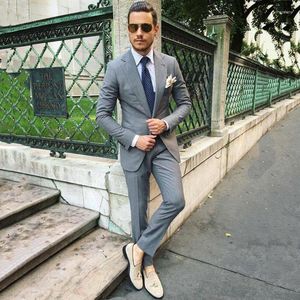 Men's Suits Formal Grey Business Men For Groom Tuxedos Man Slim Fit Costume Homme 2Piece Latest Designs Terno Masculino
