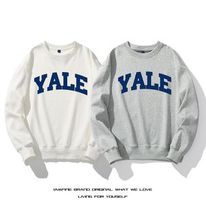 s hoodies tröjor yale brev höst mode casual för män kvinna tröja grundläggande fast färg högkvalitativ streetwear topp tjockare 23081423ess