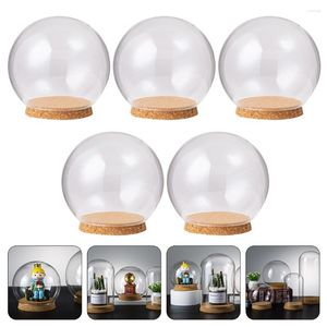 Decorative Flowers 5 Pcs Toy Cake Collection Immortal Flower Cover Exquisite Adornment Transparent Glass Dome Dessert Dustproof Holder Child