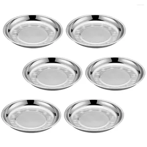 Dinnerware Sets 6 Pcs Stainless Steel Disc Barbecue Plate Cuisine Storage Round Design Dish Mixing Salad Tray Dessert