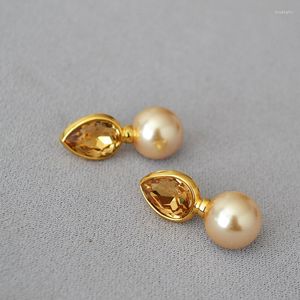 Stud Earrings Baroque Simple High-end French Champagne Teardrop For Women Delicate Gentle Jewelry