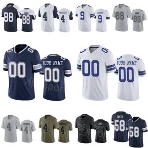 Anpassad fotboll 34 Malik Davis Jersey 88 Ceedee Lamb 9 Kavontae Turpin 58 Mazi Smith 4 Dak Prescott 10 Cooper Rush 20 Tony Pollard Thanksgiving Sewing Man Woman Youth