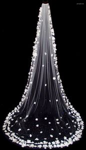 Bridal Veils Sale veu de noiva dla panny młodej z koraliki kwiecistej przez krawędź 2 metr longo voile mariage 2023