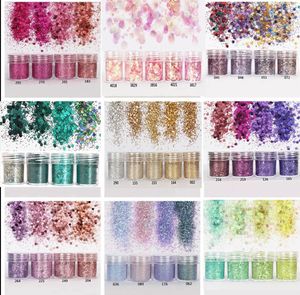 Nagelglitter 4pcsset4Color Set X10ml Mix Art Pulver 02mm 1mm 2mm Glitter 3D -Dekoration für Nagelkunstdekoration 45 230814