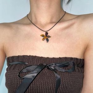 Choker hänge halsband mode clavicle kedja oregelbunden bärnsten charm halsband lång rep hals smycken gåva