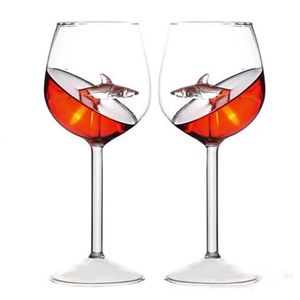 Tumblers 2pcs Creative Shark Wine Glass Goblet Whisky Dinner Decorate Crystal for Party Flautes Cups 230814