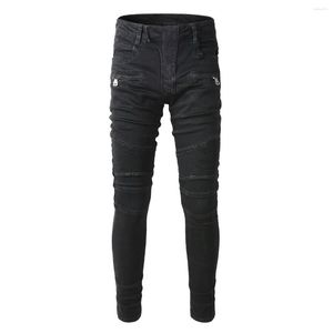 Erkekler Kot Pantolon Sıska Uzun Pantolon Yüksek Bel Hip Hop Punk Slim-Fit Casual Street Giyim Kalem