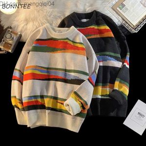 Men's Sweaters Pullovers Men's Harajuku Designer Handsome Street Clothing Fashion Clothing Sweater Winter Basic Casual Round Neck Full Match Youth Cool Z230814