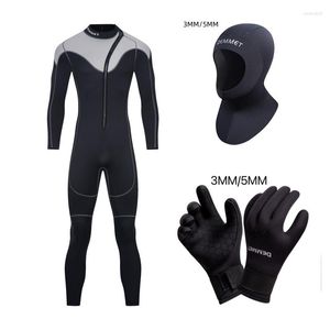 Women's Swimwear 3MM Diving Suit One Piece Long Sleeved Whole Body Warm Gloves Cap Combination Matching Women Men Wetsuit